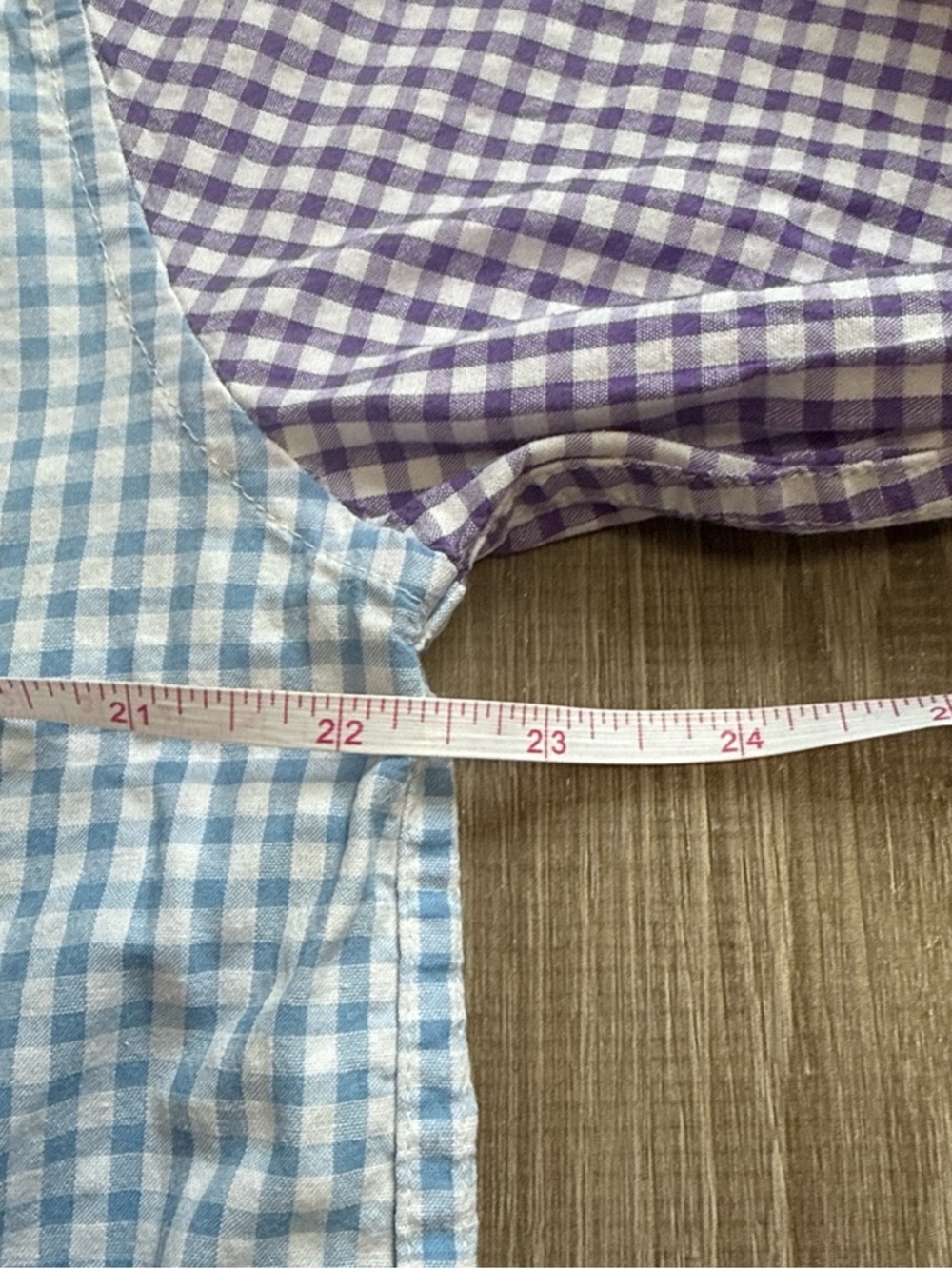 Heidi Carey 100% Cotton Gingham Scalloped Edges Pajama Top With Pockets Size M - Picture 9 of 12